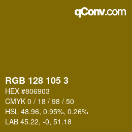 Color code: RGB 128 105 3 | qconv.com