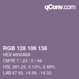 Color code: RGB 128 106 138 | qconv.com