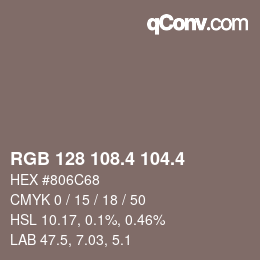 カラーコード: RGB 128 108.4 104.4 | qconv.com
