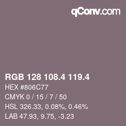 カラーコード: RGB 128 108.4 119.4 | qconv.com
