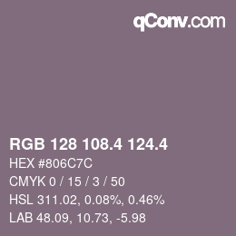 カラーコード: RGB 128 108.4 124.4 | qconv.com