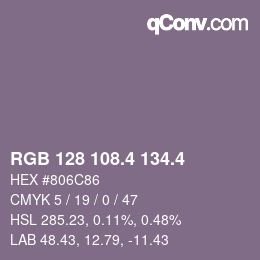 カラーコード: RGB 128 108.4 134.4 | qconv.com