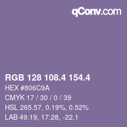 カラーコード: RGB 128 108.4 154.4 | qconv.com