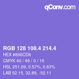 カラーコード: RGB 128 108.4 214.4 | qconv.com