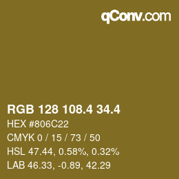 カラーコード: RGB 128 108.4 34.4 | qconv.com