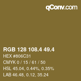 カラーコード: RGB 128 108.4 49.4 | qconv.com
