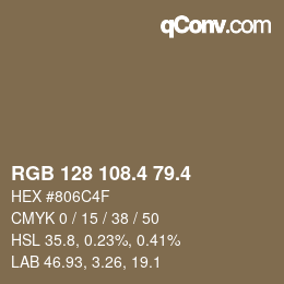 カラーコード: RGB 128 108.4 79.4 | qconv.com