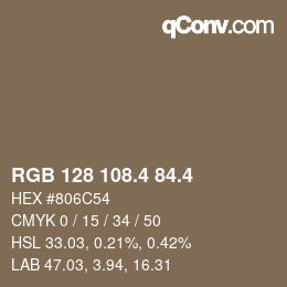 カラーコード: RGB 128 108.4 84.4 | qconv.com