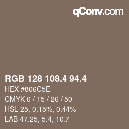 カラーコード: RGB 128 108.4 94.4 | qconv.com