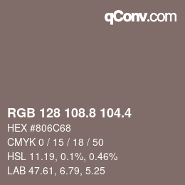 カラーコード: RGB 128 108.8 104.4 | qconv.com