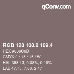 カラーコード: RGB 128 108.8 109.4 | qconv.com