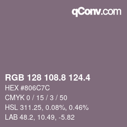 カラーコード: RGB 128 108.8 124.4 | qconv.com