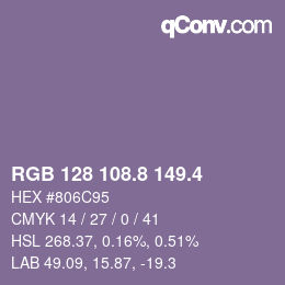 カラーコード: RGB 128 108.8 149.4 | qconv.com