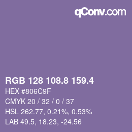 カラーコード: RGB 128 108.8 159.4 | qconv.com