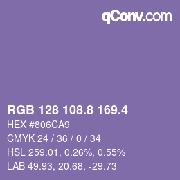 カラーコード: RGB 128 108.8 169.4 | qconv.com