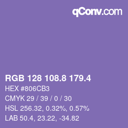 カラーコード: RGB 128 108.8 179.4 | qconv.com