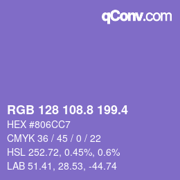 カラーコード: RGB 128 108.8 199.4 | qconv.com