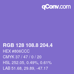 カラーコード: RGB 128 108.8 204.4 | qconv.com