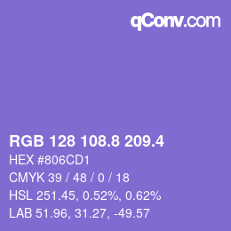 カラーコード: RGB 128 108.8 209.4 | qconv.com