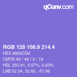 カラーコード: RGB 128 108.8 214.4 | qconv.com