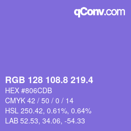 カラーコード: RGB 128 108.8 219.4 | qconv.com
