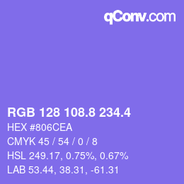 カラーコード: RGB 128 108.8 234.4 | qconv.com