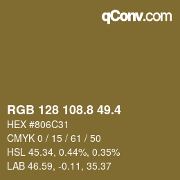 カラーコード: RGB 128 108.8 49.4 | qconv.com