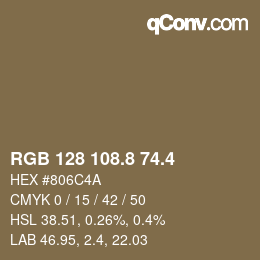 カラーコード: RGB 128 108.8 74.4 | qconv.com