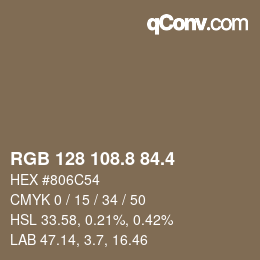 カラーコード: RGB 128 108.8 84.4 | qconv.com