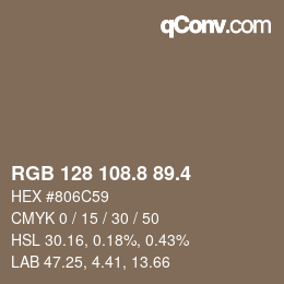 カラーコード: RGB 128 108.8 89.4 | qconv.com