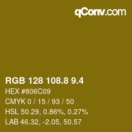 カラーコード: RGB 128 108.8 9.4 | qconv.com
