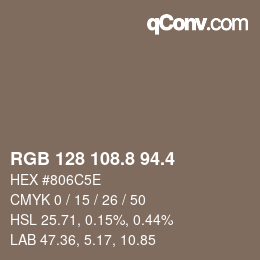 カラーコード: RGB 128 108.8 94.4 | qconv.com