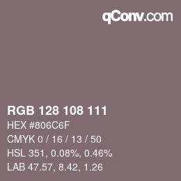 Código de color: RGB 128 108 111 | qconv.com