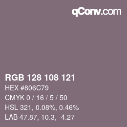 Código de color: RGB 128 108 121 | qconv.com
