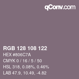 Código de color: RGB 128 108 122 | qconv.com