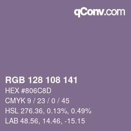 Color code: RGB 128 108 141 | qconv.com