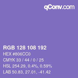 カラーコード: RGB 128 108 192 | qconv.com