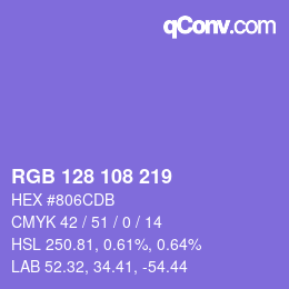 カラーコード: RGB 128 108 219 | qconv.com