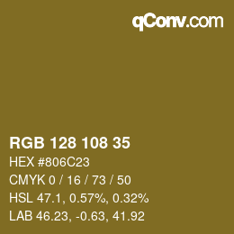 カラーコード: RGB 128 108 35 | qconv.com