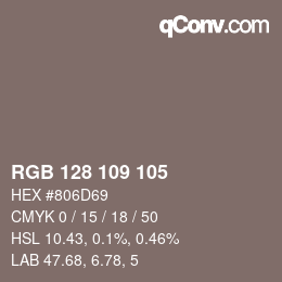 Color code: RGB 128 109 105 | qconv.com