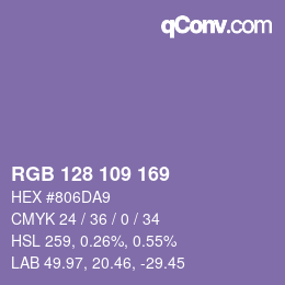 カラーコード: RGB 128 109 169 | qconv.com