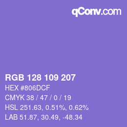 Color code: RGB 128 109 207 | qconv.com