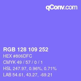 Color code: RGB 128 109 252 | qconv.com