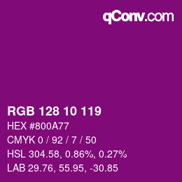 カラーコード: RGB 128 10 119 | qconv.com