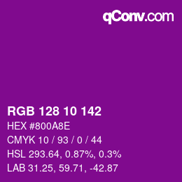 Color code: RGB 128 10 142 | qconv.com