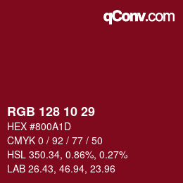 Color code: RGB 128 10 29 | qconv.com