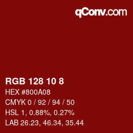 カラーコード: RGB 128 10 8 | qconv.com