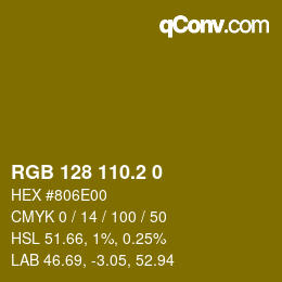 カラーコード: RGB 128 110.2 0 | qconv.com