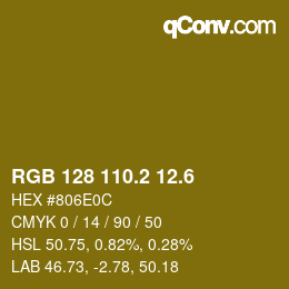 カラーコード: RGB 128 110.2 12.6 | qconv.com