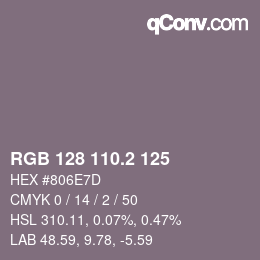 カラーコード: RGB 128 110.2 125 | qconv.com